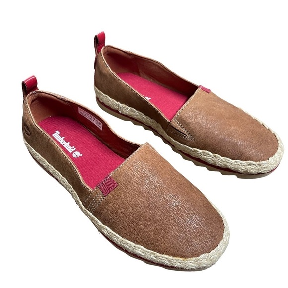 Timberland Barcelona Bay Leather Slip On Espadrille Loafers NEW Size 6.5 Rust - Picture 1 of 9